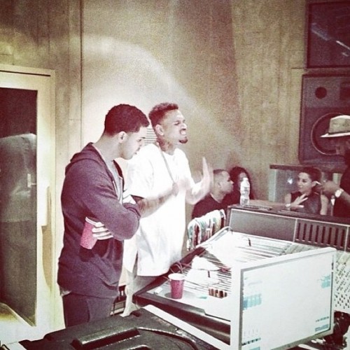 Drake And Chris Brown In The Studio Together